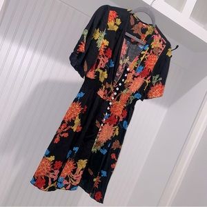 Black Boho Button Up Dress